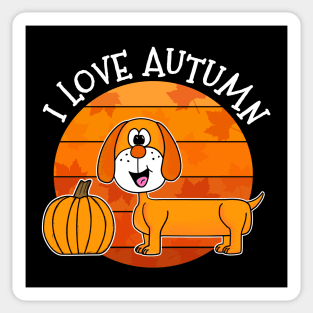 I Love Autumn Dachshund Dog Fall Thanksgiving Sticker